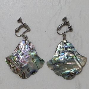 Vintage Iridescent Abalone Shell Screwback Earrings